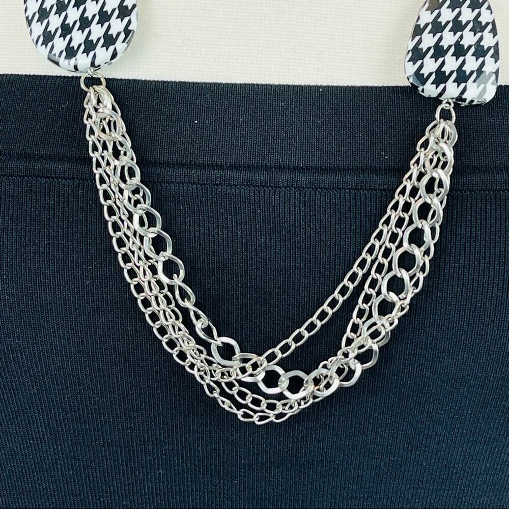 Houndstooth Necklace With Multiple Chains And Bea… - image 4